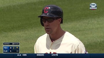 TEX@CLE: Murphy doubles off the right-field wall