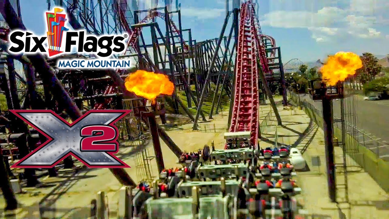 June 2019 X2 Roller Coaster On Ride Front Seat HD POV Six Flags Magic