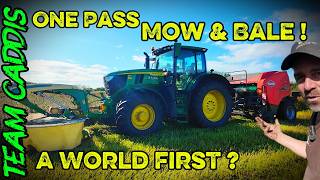 Big Tractor Mowing & Baling in One Pass!  Tyre Blow Out on Motorway