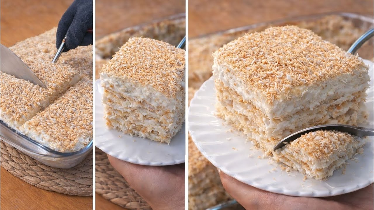 حلى جوز الهند بطبقات – أفضل  حلى ممكن تدمني عليه! بدون فرن وسهل جداً | 