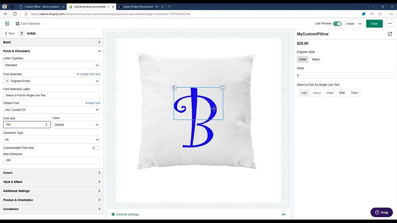 Allowing customers to add Text with custom Fonts &  Colors on your product