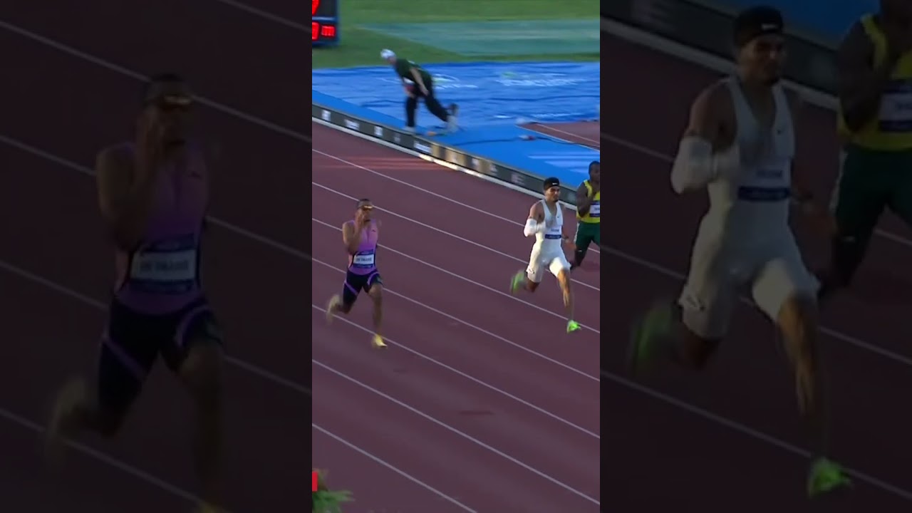 BLAZING 19.95 😮‍💨 Andre De Grasse dips under 20 seconds to take the 200m win in Zagreb