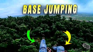Guy Base Jumping in French Vosges with Technical Landing