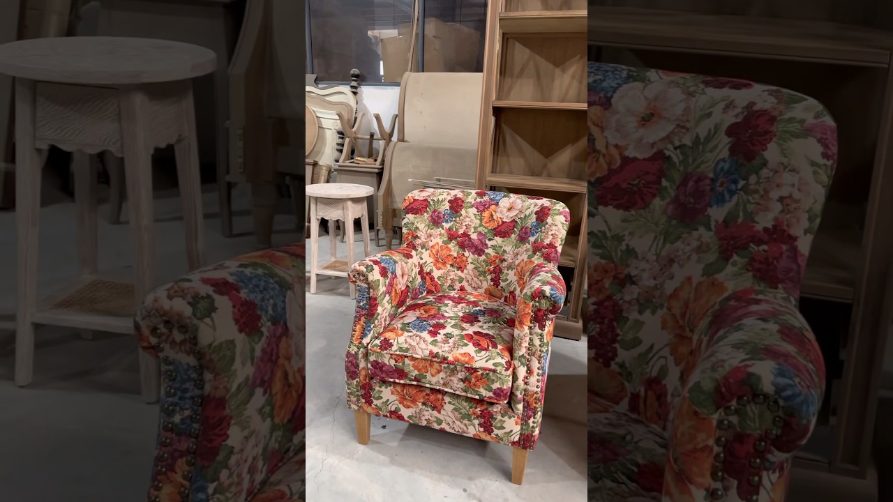 European Vintage Floral Upholstered Armchair — Soft Tones, Distinctive Style 