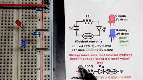 How to calculate resistor value for 20mA to protect LED from 5V for learning electronics shorts 103
