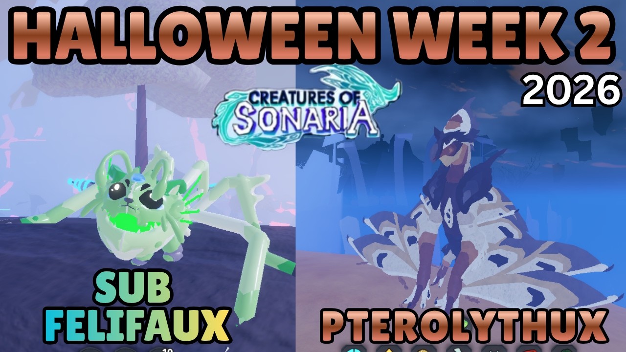 Subspecies Faraway Felifaux dan redesign Pterolythux di Creatures of Sonaria Halloween 2026