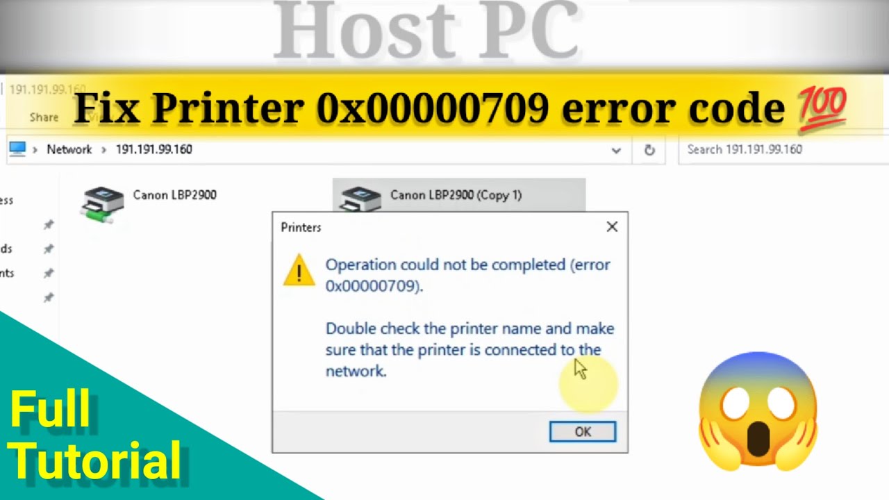 Share Printer Not Connecting in Windows 10 | How to Fix error code 0x00000709 | 100% Resolve
