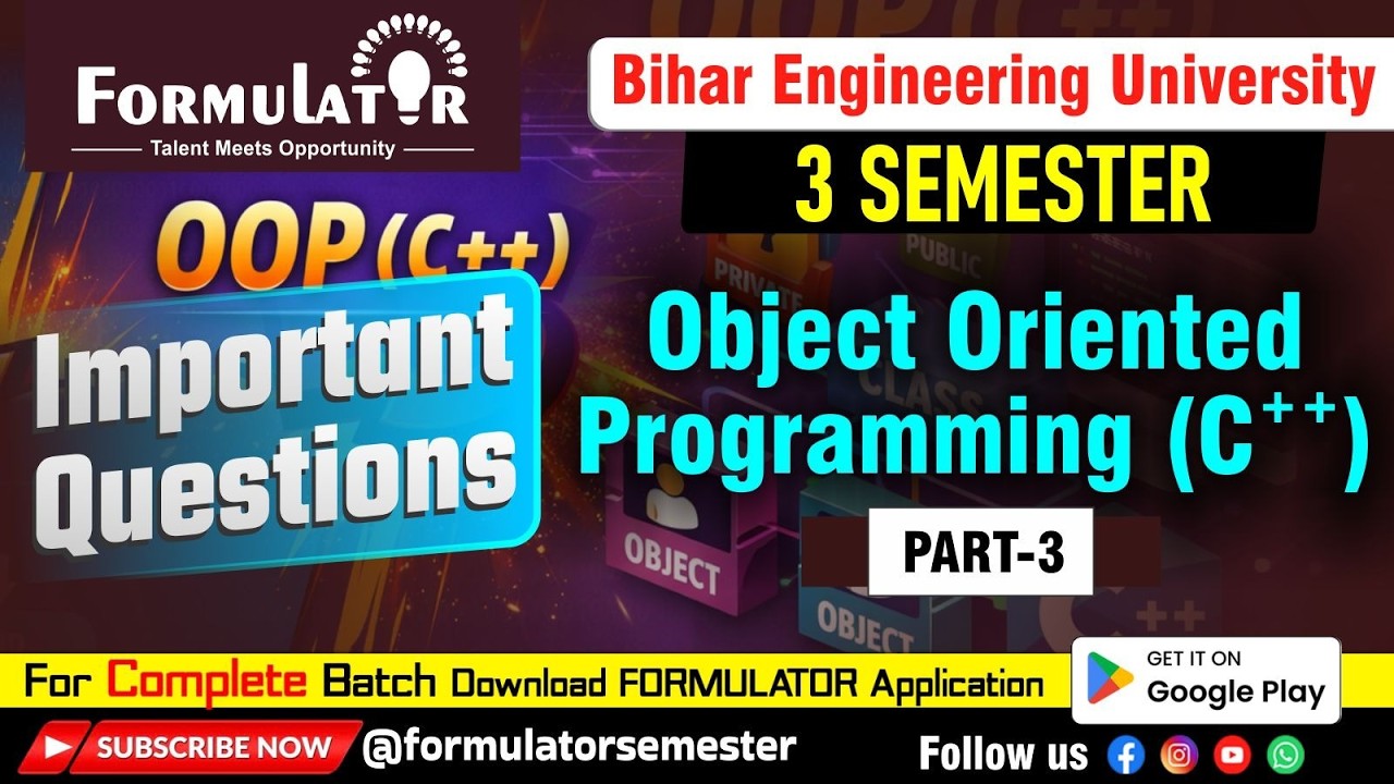 🔥 BEU 3rd Semester | Object Oriented Programming C++ | Important ...