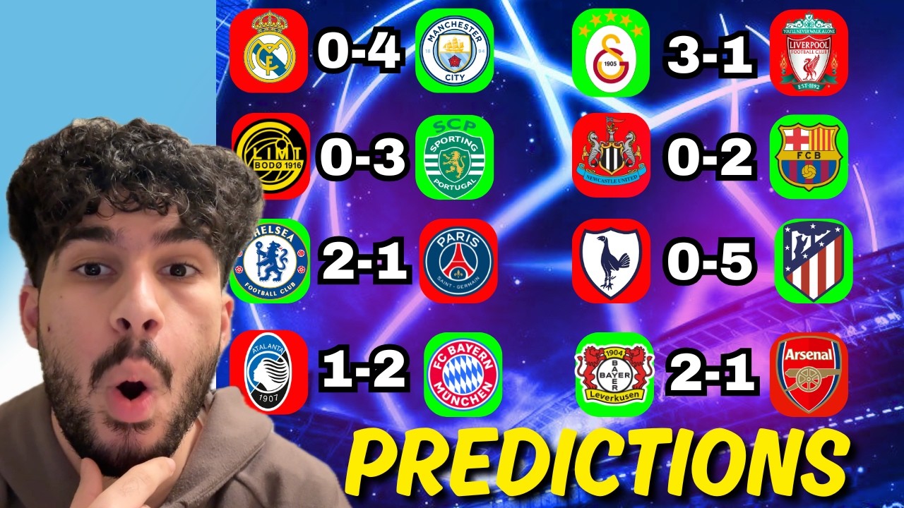 PREDICTING THE CHAMPIONS LEAGUE ROUND OF 16 (FIRST LEG) MATCHES!!