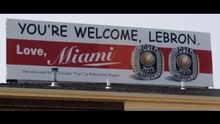 August 06, 2014 - WSVN - Billboard in Akron tells LeBron He's Welcome for Miami rings by Le Batard