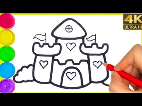 Видео: Beautiful Castle Drawing Painting & Colouring for kids Toddlers. How to draw a Castle #Castledrawing