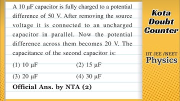 A 10 capacitor is fully charged to a potential difference of 50 V.After removing the source voltage