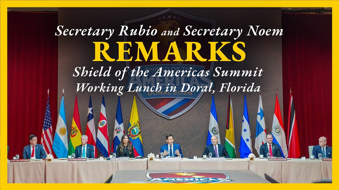 Secretary Rubio and Secretary Noem at the Shield of the Americas Summit Working Lunch