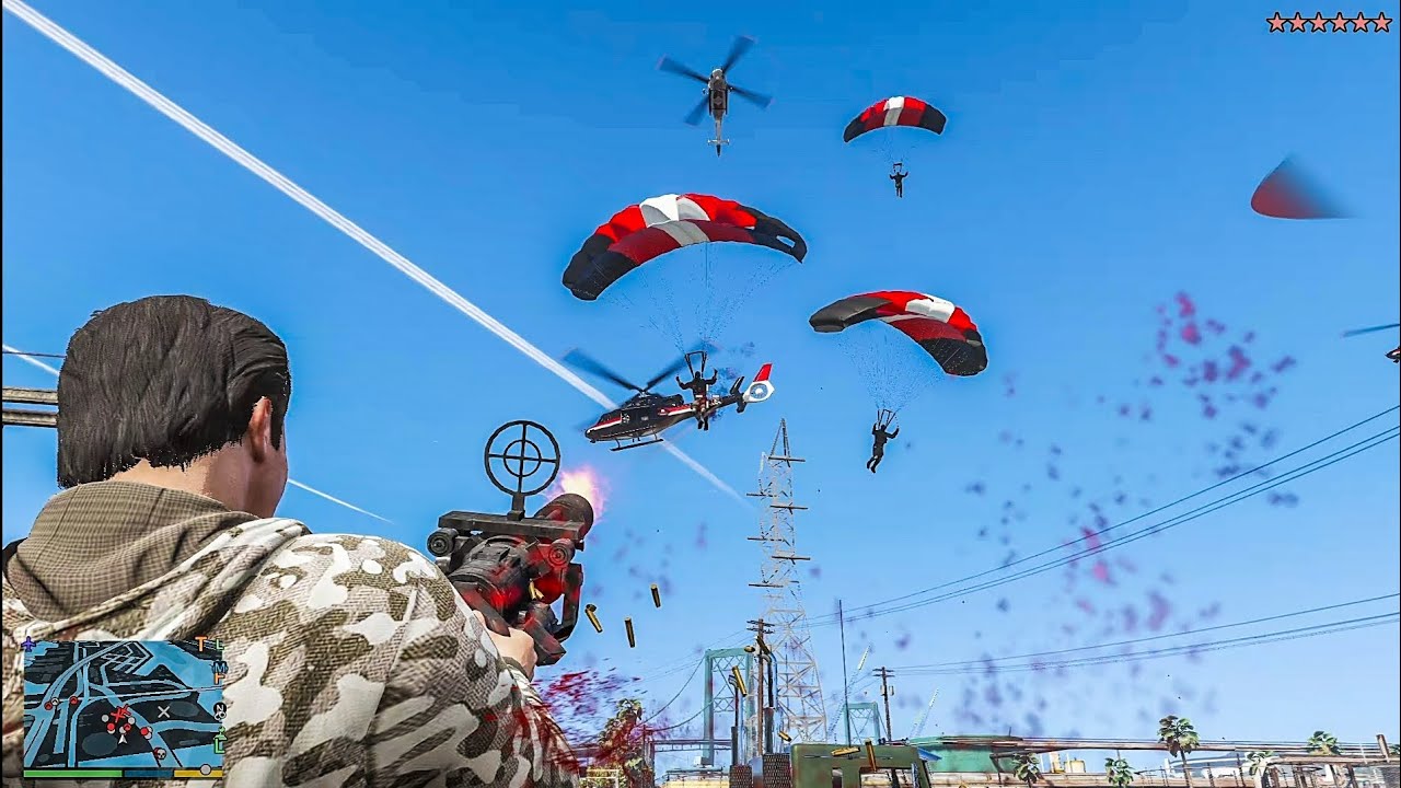 GTA 5 - Michael's Rooftop Mafia Meetup Shootout + Ten Star Escape [R.D.E 4.1.2]