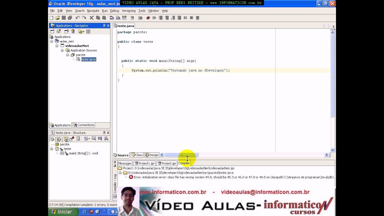 aula 1613 java Criando uma classe java no JDeveloper10g - YouTube