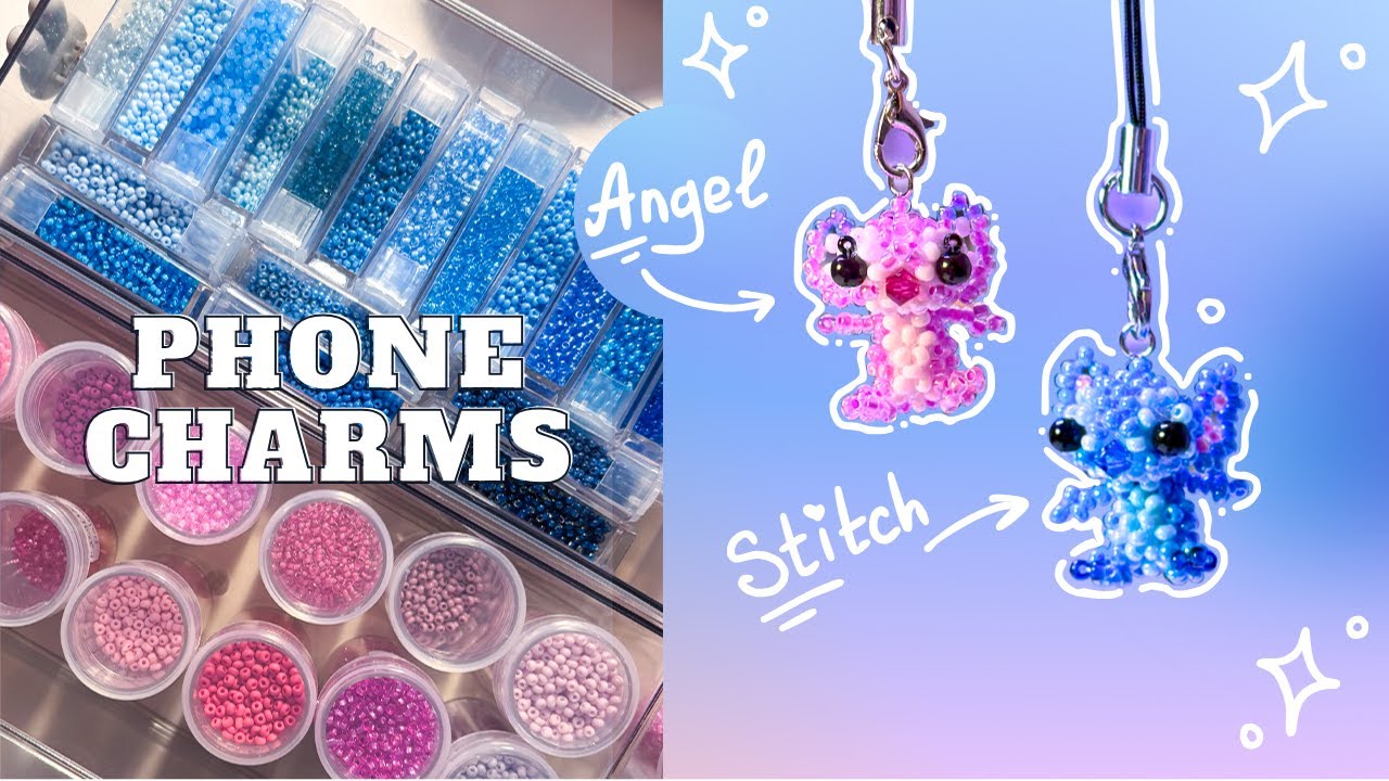 ⋆.𐙚 ̊ DIY Stitch and Angel Beaded Phone Charms 💕 Easy Tutorial | Part 1 of 2