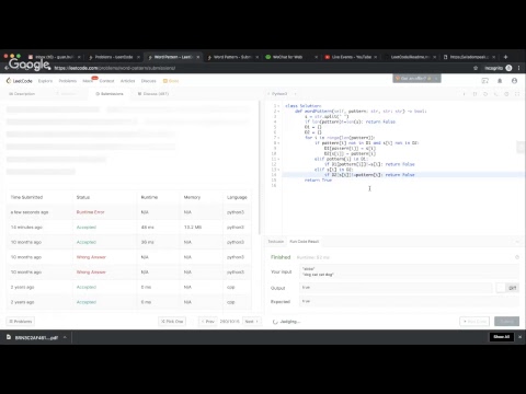 LeetCode Live: 290 Word Pattern, 04/01/2019