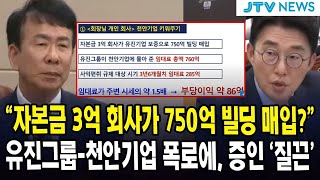 "자본금 3억 회사가 750억 빌딩 매입?"...유진그룹-천안기업 폭로에, 증인 '질끈'