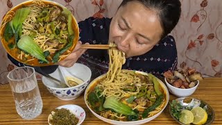 🔥Hot & Spicy Pork Thukpa Full of Flavour😍 Pork Soup🍲Noodles Mukbang | K lets eat