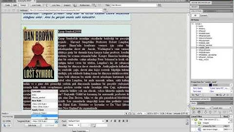 Adobe Dreamweaver Cs5 ile Class seçiciler ve harici Css