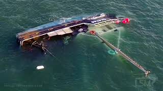 05-14-2021 Woods Hole, MA -  Aerial Video - 3 Fishermen Rescued By Coast Guard After Boat Capsizes