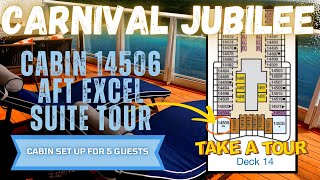 Carnival Jubilee Cabin Tour | 14506 | 5 Person Excel Aft Suite |  Check Out This Balcony #FunShip