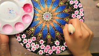 How to Paint Dot Mandalas CHERRY BLOSSOM RECORD | Lydia May Recycling Craft Idea