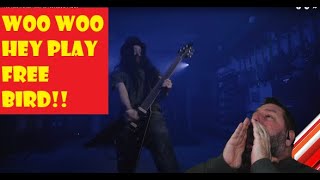 NEW REACTION to Free Bird (metal cover by Leo Moracchioli) drunk guy at show "play freebird!!" lol