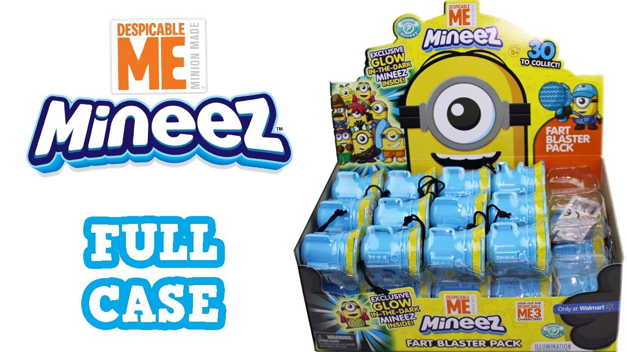4 New Mineez Despicable Me 3 MINION Glow In The Dark Fart Blaster Blind Bags box 