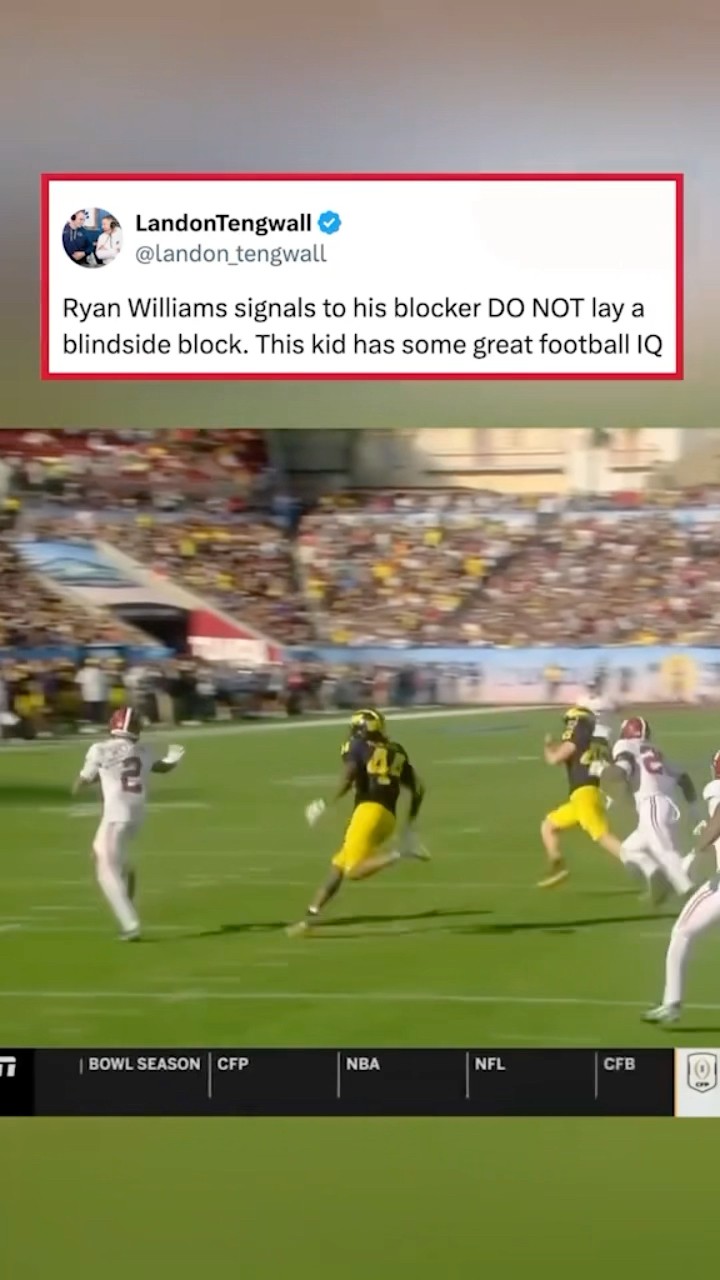 Smart football play by Ryan Williams ??