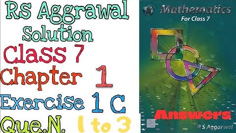 Rs Aggarwal class 7 Ex 1c // Rs Aggarwal 7 Exercise 1 solution answer / Ex 1c answer/ @mdsirmaths