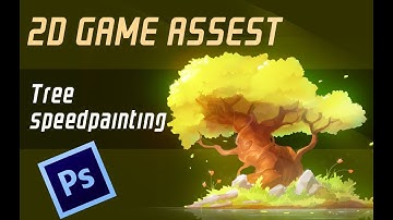 2d game asset(tree) speed Painting in photoshop