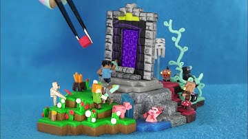 Making Tiny Minecraft Nether Portal - clay ASMR