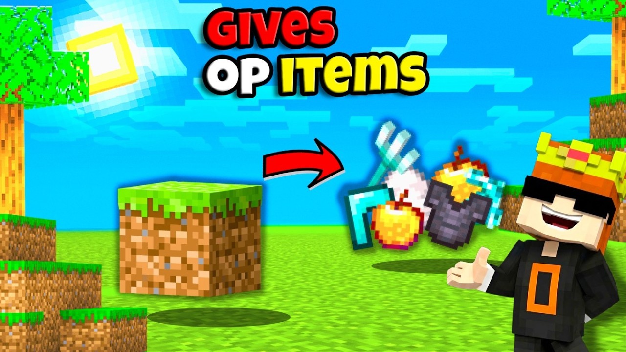 Minecraft But Every Grass Block Drops OP Items…🤯🤯 - YouTube
