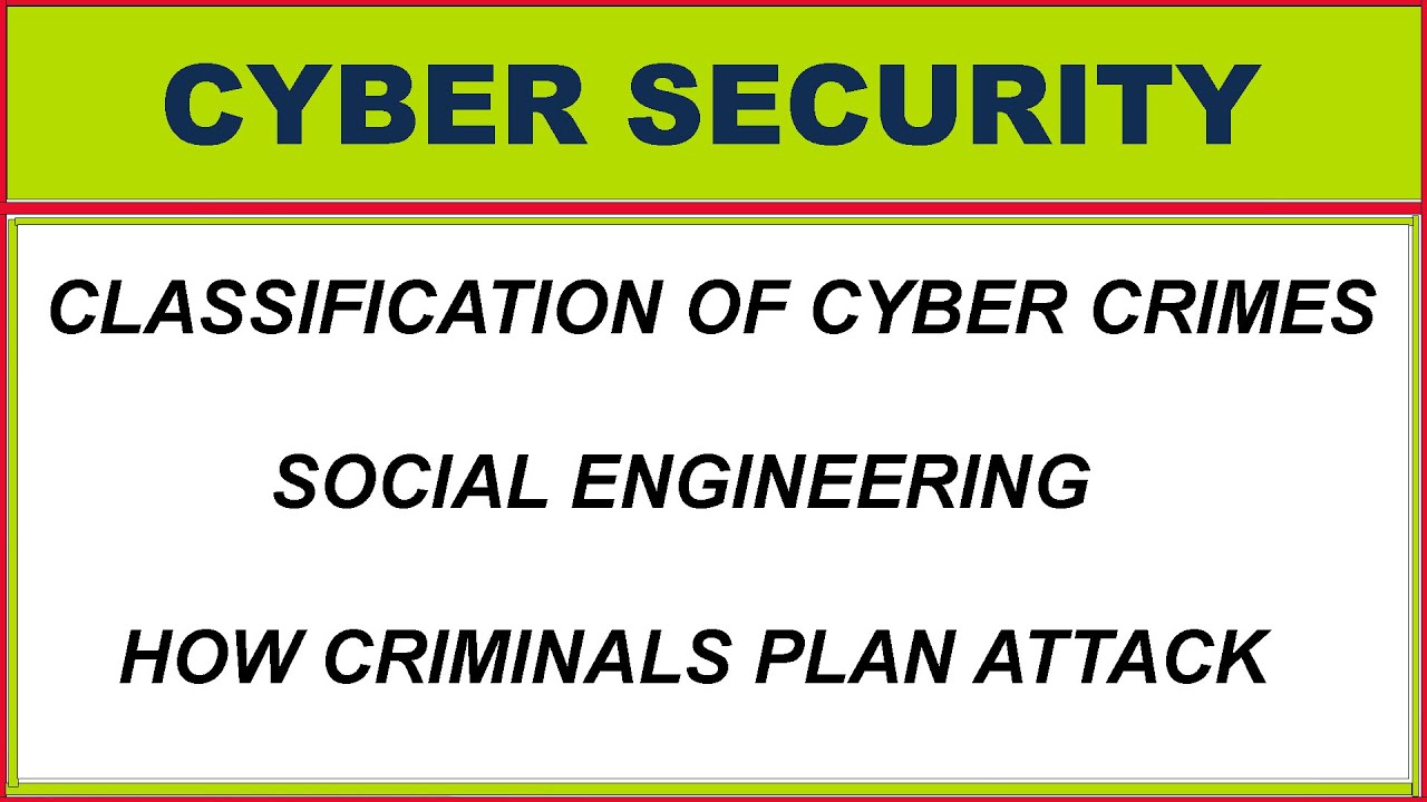 CLASSIFICATION OF CYBER CRIMES,SOCIAL ENGINEERING,HOW CRIMINALS PLAN ATTACK||CYBER SECURITY