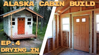 Building A Cabin And Living In The Alaska Wilderness | ASMR | Roofing, Windows, Door | EP. 4