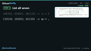 GATE 2025 EC Q33 | Minimum Hamming Distance of a (6,3) Linear Block Code | Communications Solved