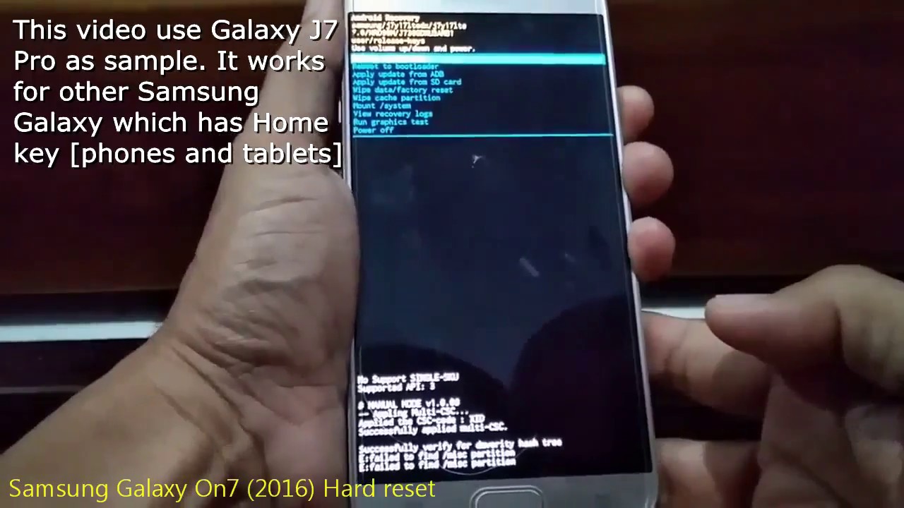Samsung Galaxy On7 2016 Hard reset
