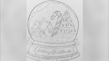 How To Draw Christmas Snow Globe Easy Christmas Drawing For Beginners