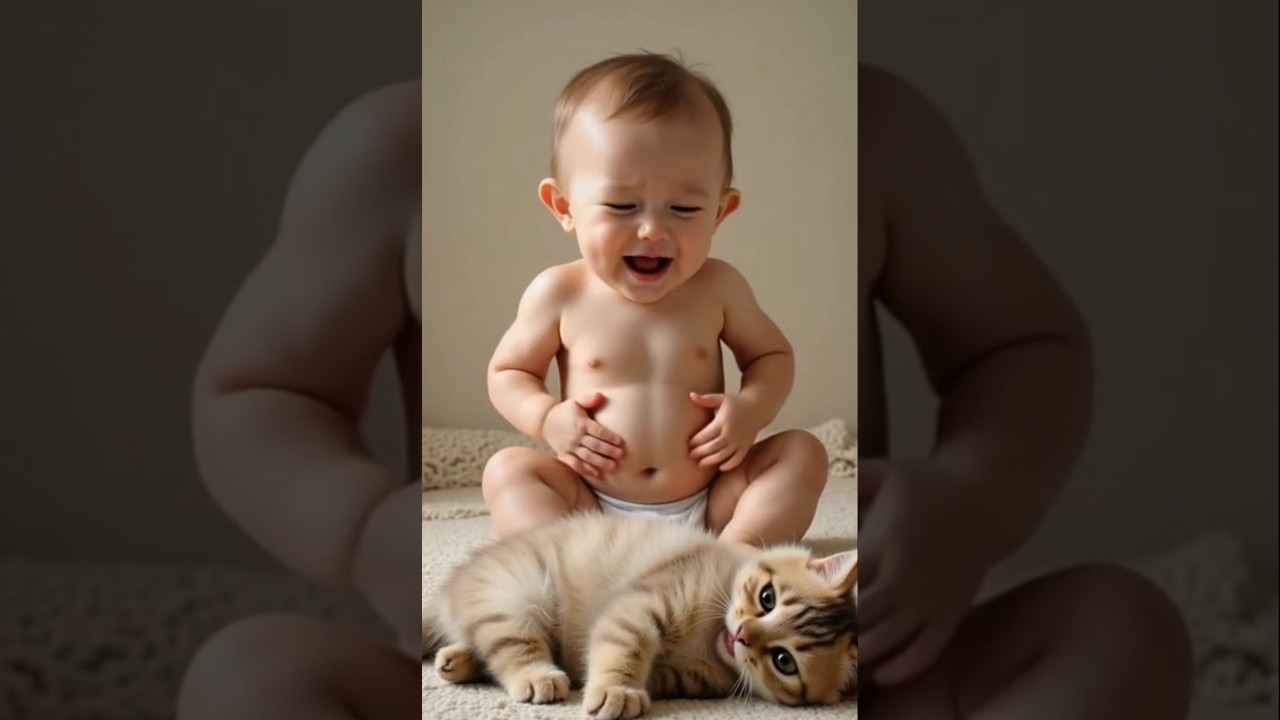 Baby and Cat laughing 