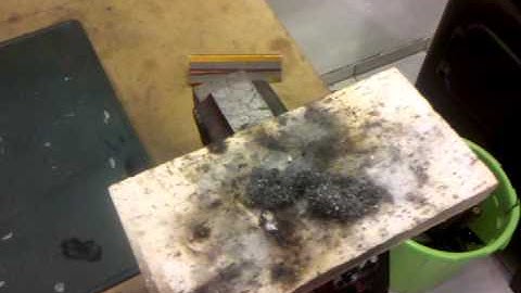 Burning titanium swarf