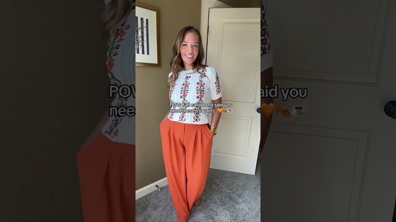 The waffle knit wide leg pants are wrinkle free, professional yet comfy