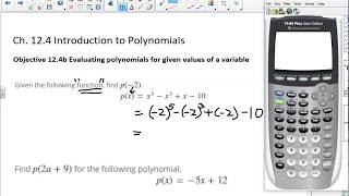 108  12.4b Evaluating polynomials for given values of a variable