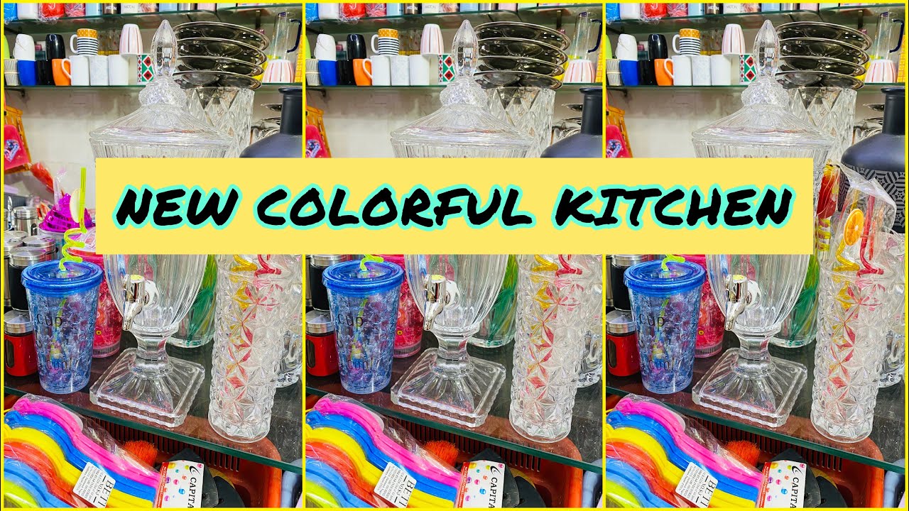 New kitchen ke liye colorful bartan laye kam budget me New kitchen
