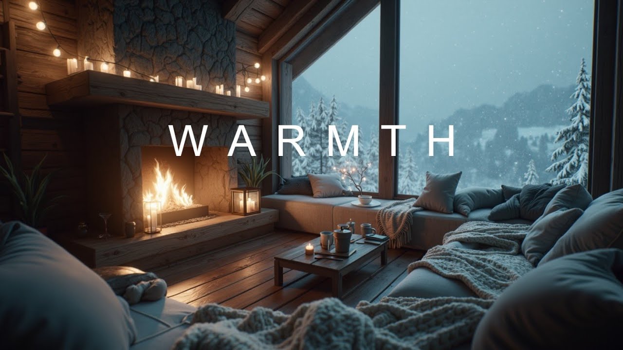 Джазовая Атмосфера Снежной Хижины ~ Уютные Звуки Камина для Зимнего Расслабления и Сна