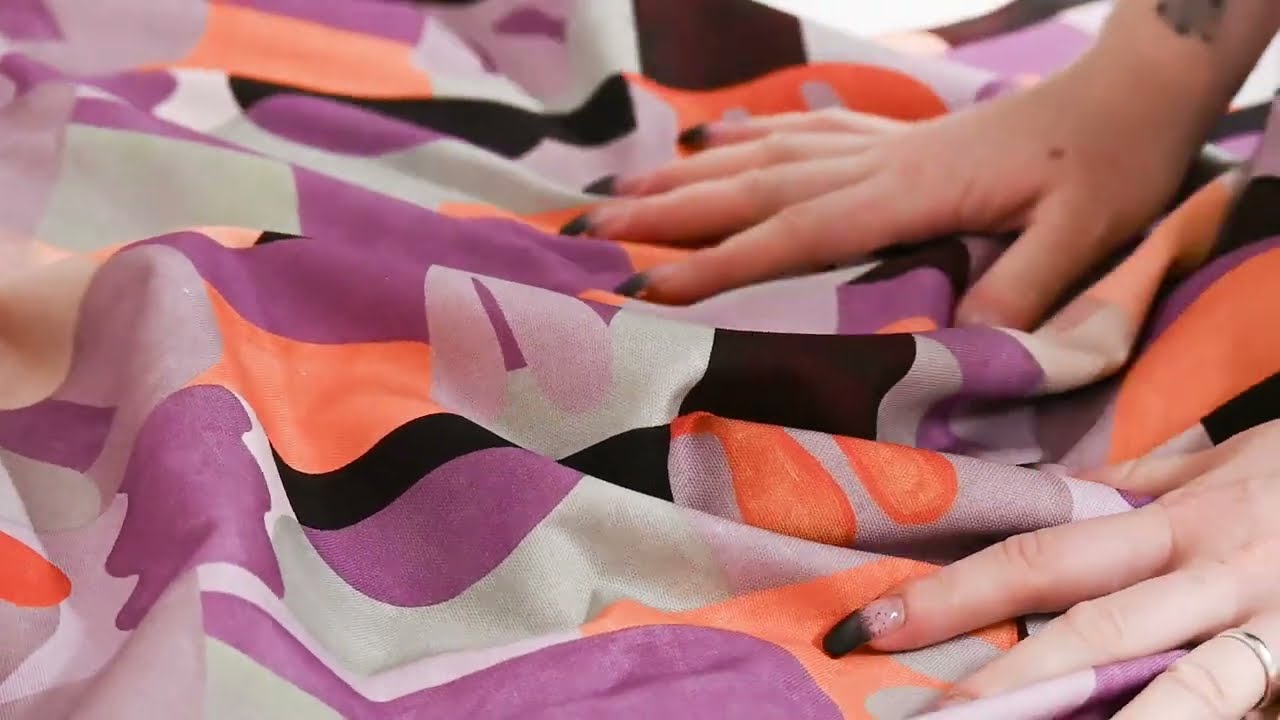 CANVAS STOFF NERIDA HANSEN ABSTRACT LILAC LILA ORANGE 1,40M BREITE