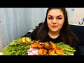 Мукбанг! Куриные ножки 🍗 шпинат, руккола 🥬