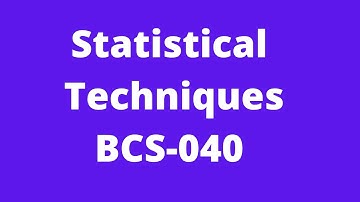 Statistical Techniques for BCA Students || BCS-040