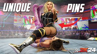 36 Unique Pin Combos In WWE 2K24 (includes kick out animations)