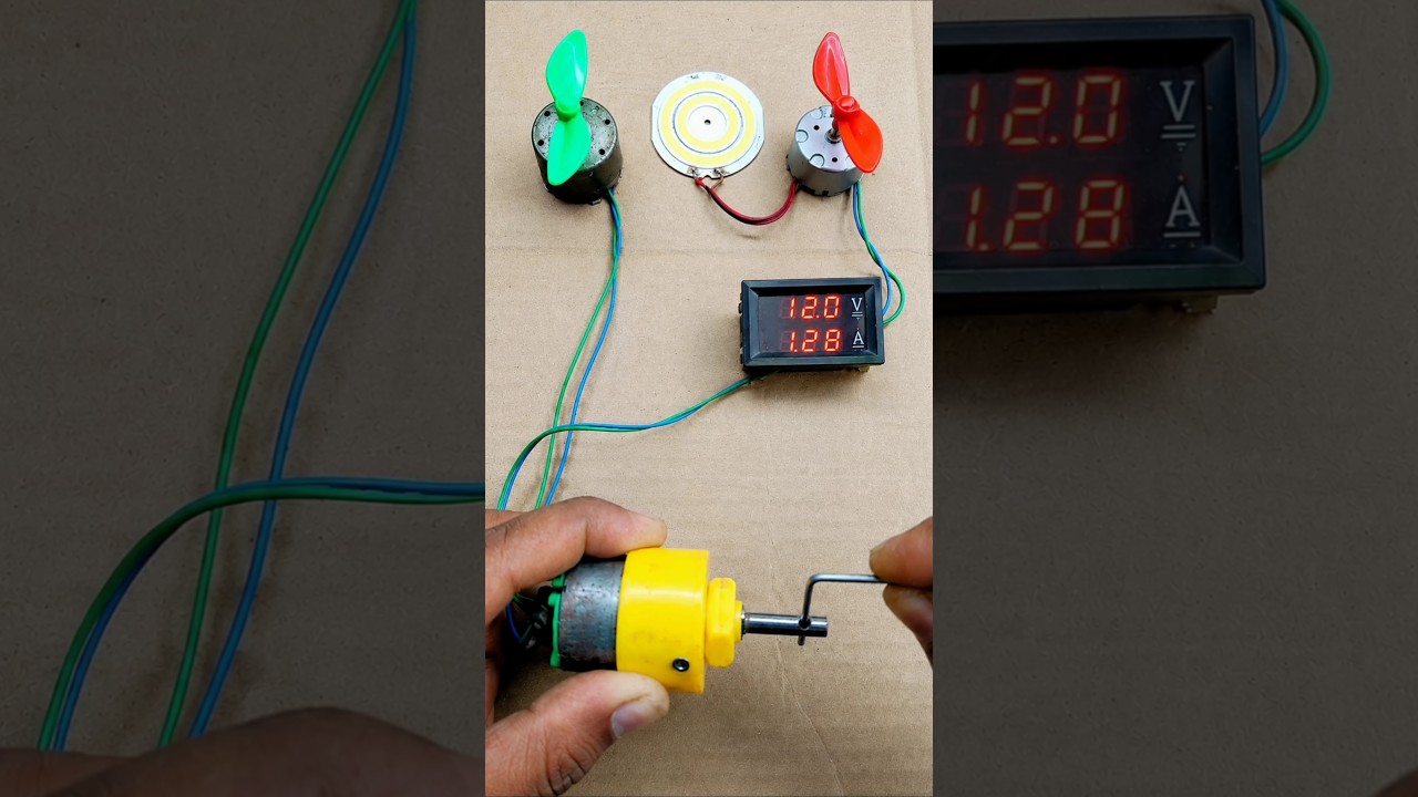 Powering Two DC Fan Motor and LED Light With Metal Gear Motor _ DC Motor #dcmotor #tech #shorts